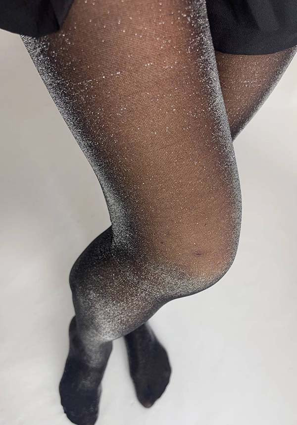 All Over Glitter [Silver] Curvy Super Stretch | TIGHTS