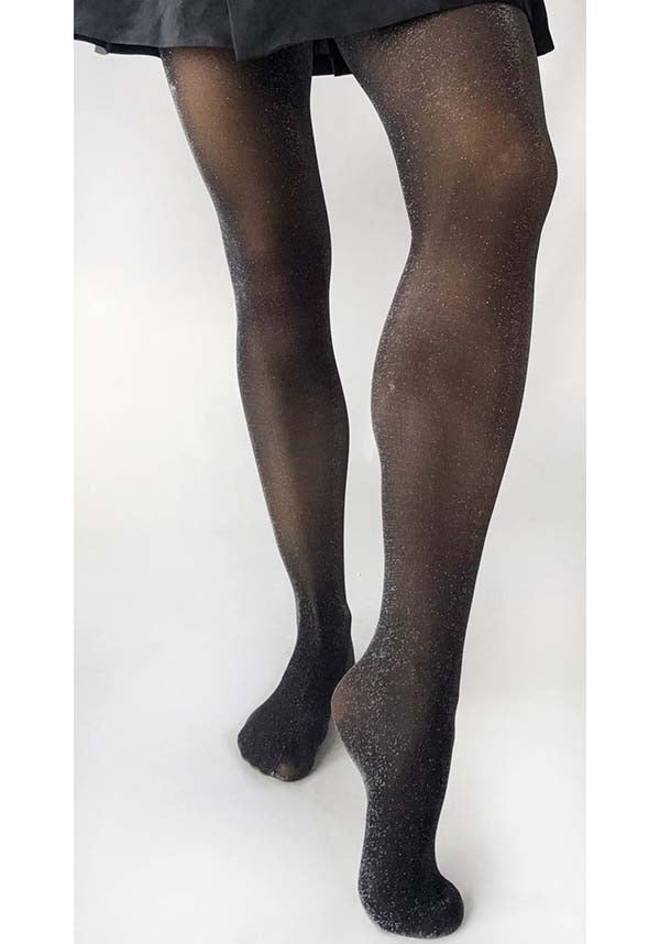 All Over Glitter [Silver] Curvy Super Stretch | TIGHTS
