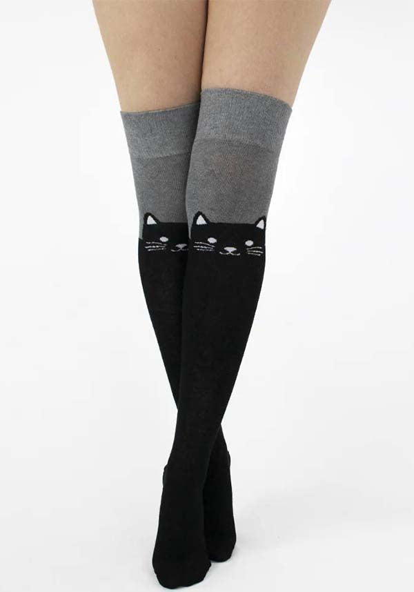 Cat [Black/Grey] | OVER THE KNEE SOCKS