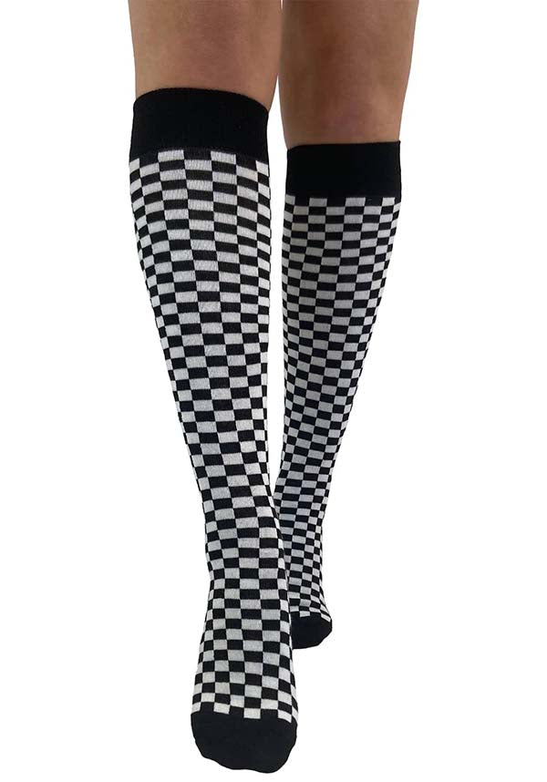 Checkerboard [Black/White] | KNEE HIGH SOCKS