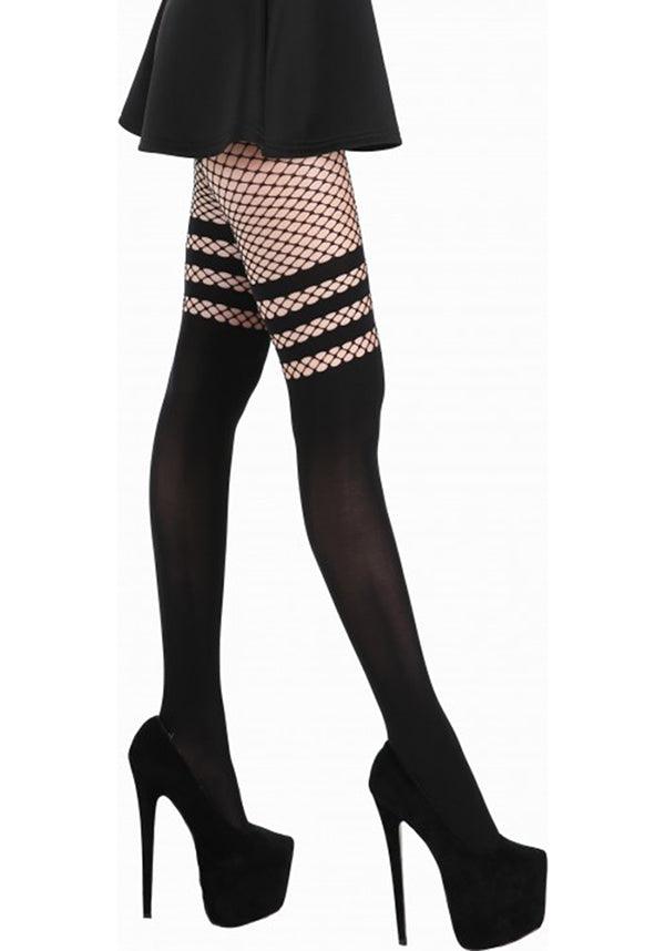 Fishnet Over The Knee [Black] | OPAQUE TIGHTS - Beserk - all, all clothing, all ladies, all ladies clothing, black, clickfrenzy15-2023, clothing, derby, derby hosiery, discountapp, edgy, fetish, fishnet, fp, goth, gothic, hosiery, hosiery and socks, ladies, ladies clothing, may19, pamela mann, punk, repriced100523, roller derby, rollerderby, stockings, tights, winter, winter clothing