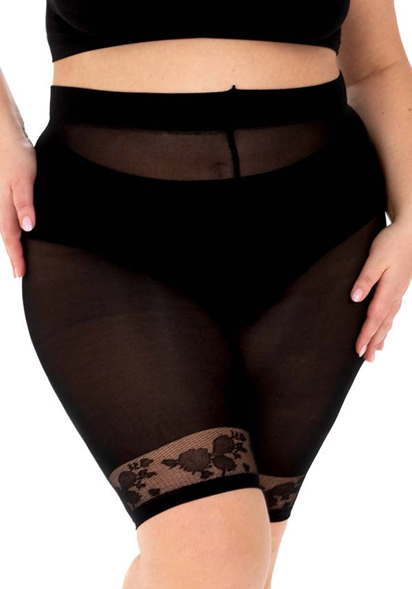 Floral Lace Trim [Curvy Super Stretch] | COMFORT SHORTS