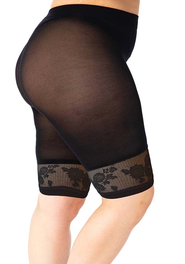 Floral Lace Trim [Curvy Super Stretch] | COMFORT SHORTS