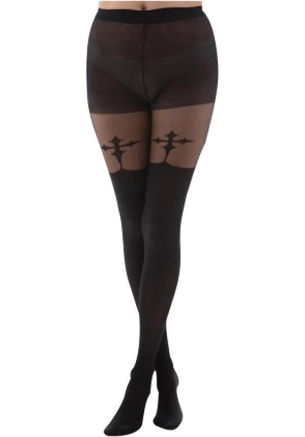Gothic Cross [Black] | SUSPENDER TIGHTS - Beserk - all, all clothing, all ladies, all ladies clothing, clickfrenzy15-2023, cross, discountapp, edgy, fp, goth, gothic, halloween, halloween costume, hosiery, hosiery and socks, ladies, ladies clothing, leggings, nov20, pamela mann, pantyhose, plus size, repriced100523, stockings, tights, women