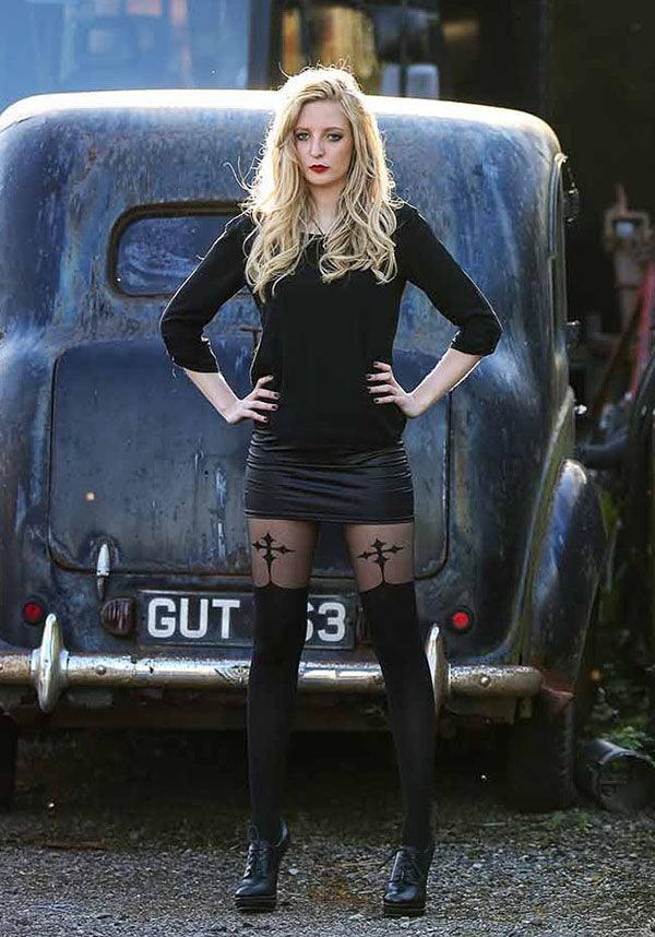 Gothic Cross [Black] | SUSPENDER TIGHTS - Beserk - all, all clothing, all ladies, all ladies clothing, clickfrenzy15-2023, cross, discountapp, edgy, fp, goth, gothic, halloween, halloween costume, hosiery, hosiery and socks, ladies, ladies clothing, leggings, nov20, pamela mann, pantyhose, plus size, repriced100523, stockings, tights, women