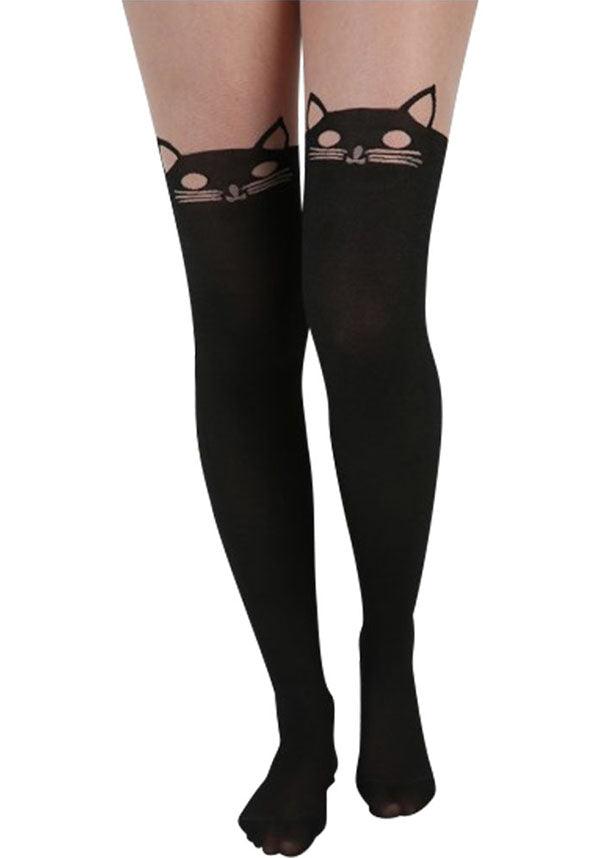 Kitty Cat Over The Knee [Black] | TIGHTS - Beserk - all, all clothing, all ladies, all ladies clothing, black, black cat, cat, cats, clickfrenzy15-2023, cosplay, costume, discountapp, fp, hosiery, hosiery and socks, pamela mann, pantyhose, sep20, stockings, suspender, thigh high, tights, winter, winter clothing, winter wear
