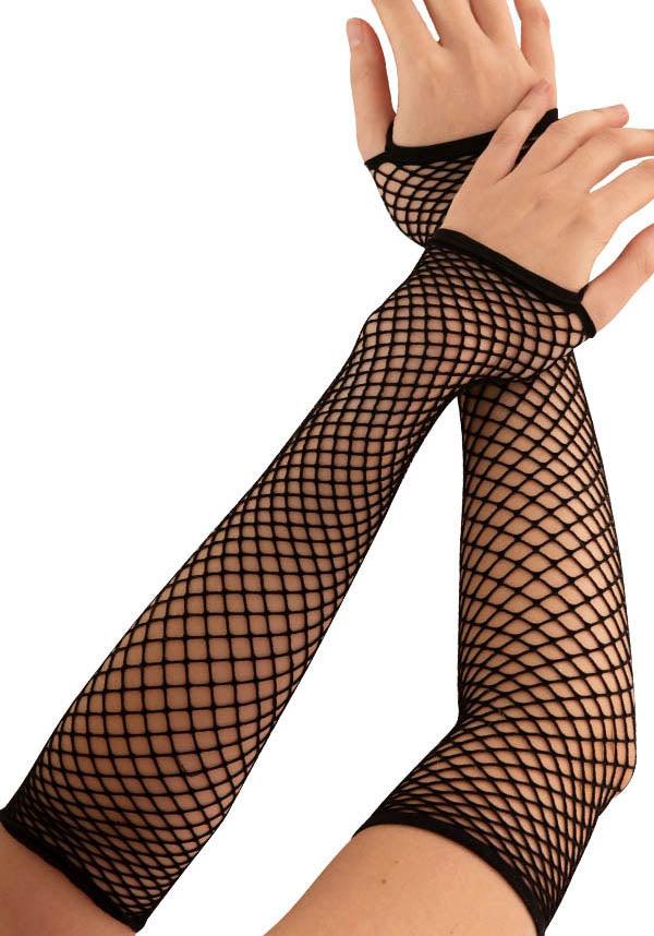 Large Net | SLEEVE GLOVES - Beserk - accessories, all, black, clickfrenzy15-2023, discountapp, emo, fish net, fishnet, fp, gloves, gloves and armwarmers, goth, gothic, gothic accessories, ladies accessories, mar22, mesh, PM300010516, punk, R060322, sheer, winter, winter clothing, winter wear