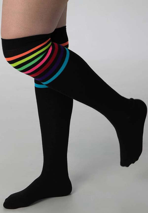 Referee [Black/Rainbow] | OVER THE KNEE SOCKS
