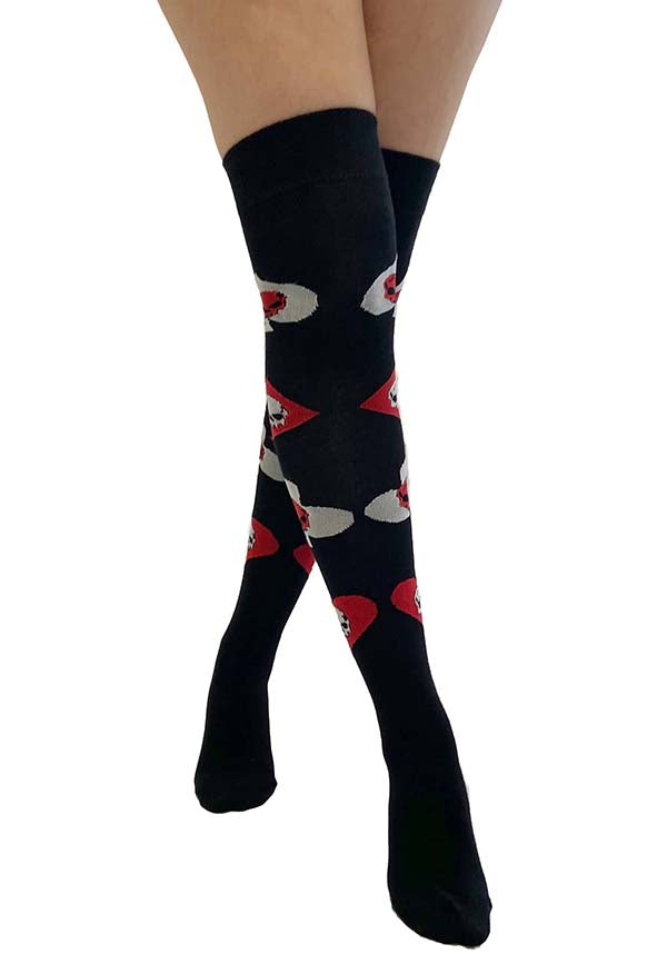 Skull On Heart Clubs | OVER THE KNEE SOCKS