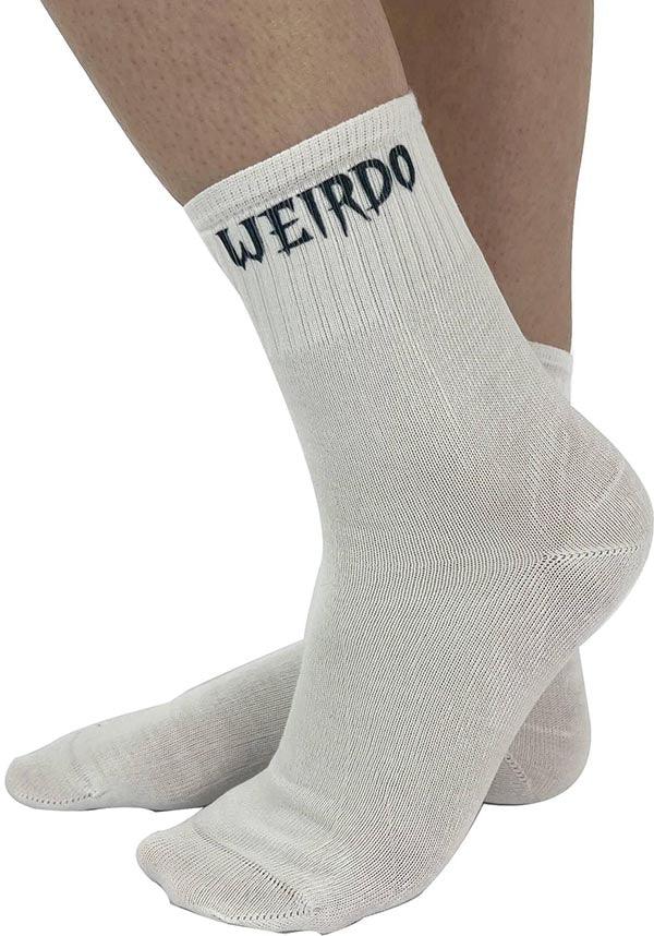 Weirdo [White/Black] | CREW SOCKS - Beserk - all, all clothing, all ladies clothing, clickfrenzy15-2023, clothing, crew socks, discountapp, fp, googleshopping, goth, gothic, hosiery and socks, ladies clothing, ladies socks, PM300010794, R220922, sep22, Sept, sock, socks, white