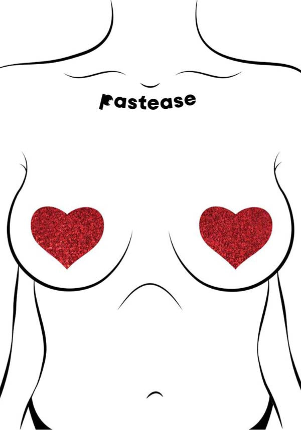 Glitter Heart [Red] | NIPPLE PASTIES