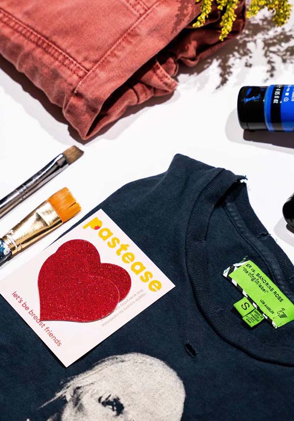 Glitter Heart [Red] | NIPPLE PASTIES