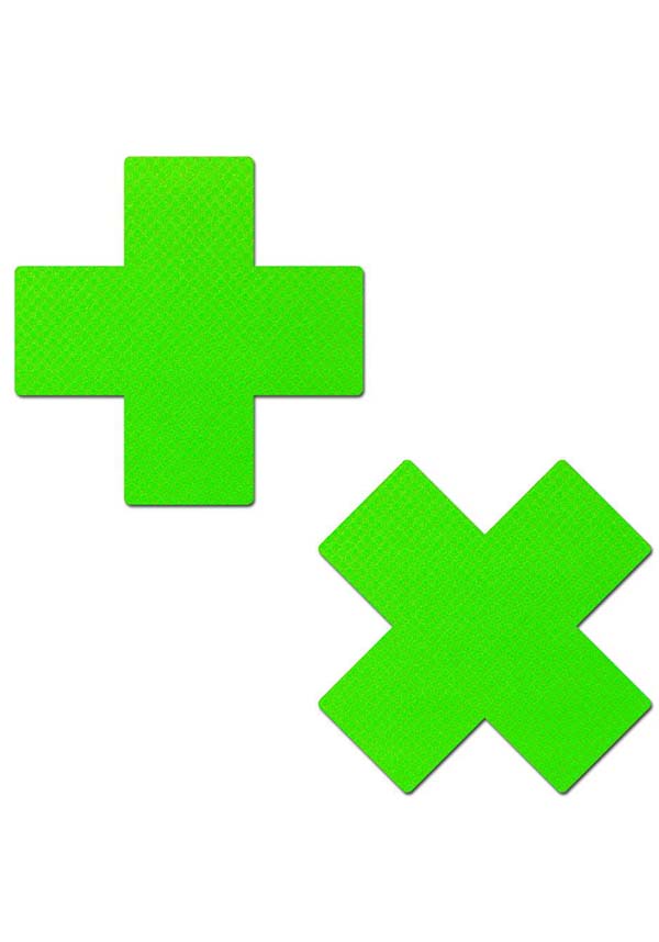 Neon Cross [Green/UV] | NIPPLE PASTIES