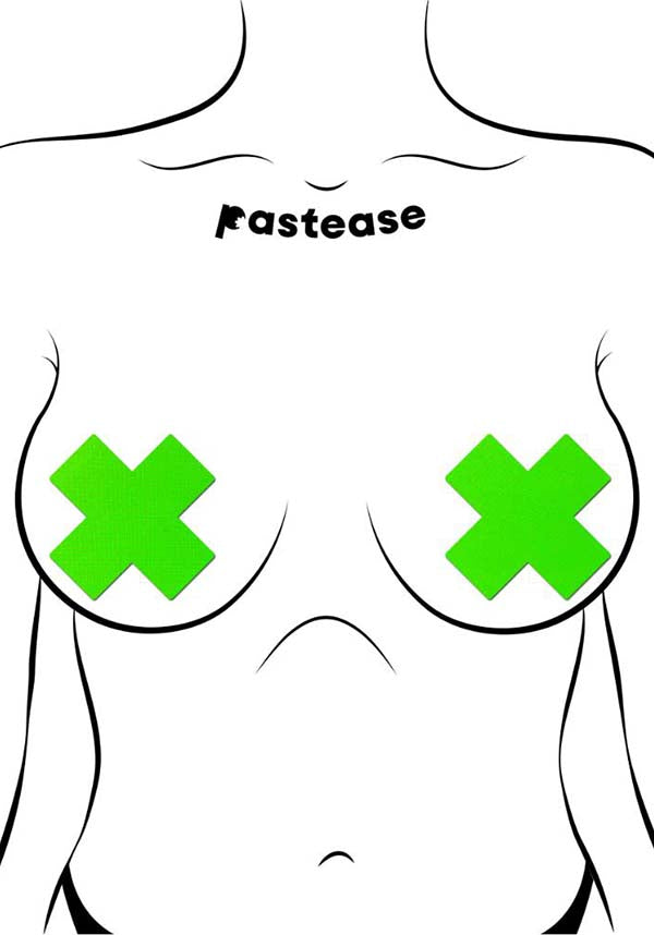 Neon Cross [Green/UV] | NIPPLE PASTIES