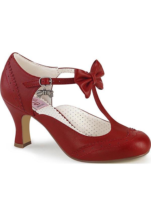 FLAPPER-11 [Red] | HEELS [PREORDER] - Beserk - all, archived, bow, clickfrenzy15-2023, discountapp, fp, googleshopping, heels, heels [preorder], pin up, pinup, pinup couture, pinup couture shoes, ppo, PRE280722, preorder, red, rockabilly, shoes, vegan