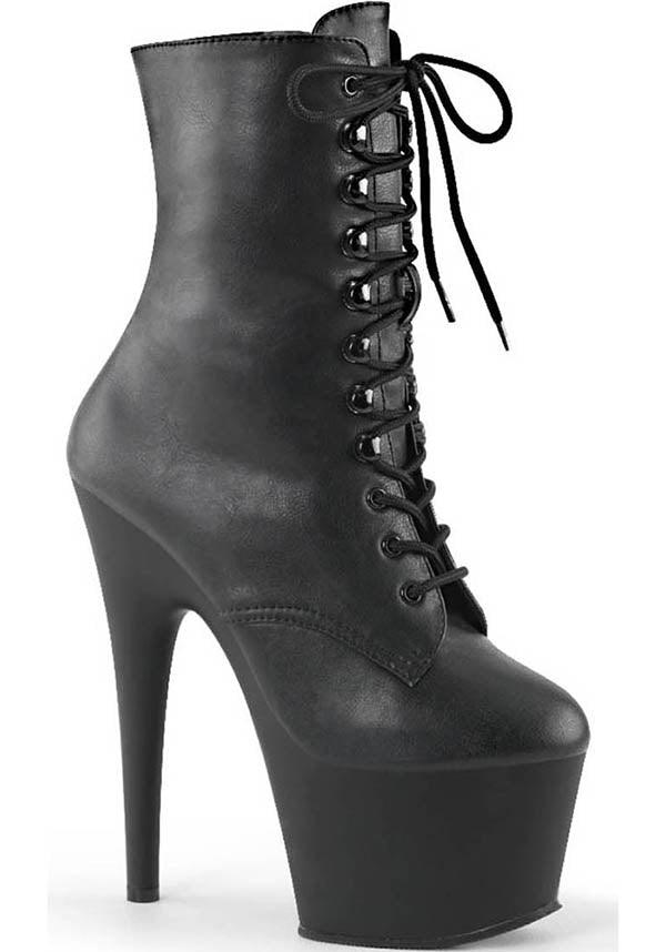 Adore-1020 [Black Faux Leather] | PLATFORM HEELS [PREORDER] - Beserk - all, ankle boots, apr21, black, boot, boots, boots [preorder], burlesque, clickfrenzy15-2023, discountapp, fetish, fp, goth, gothic, halloween, heel, heels, heels [preorder], labelpreorder, labelvegan, platform boots, platform heels, platforms, platforms [preorder], pleaser, pole, pole dancing, ppo, preorder, shoes, vegan