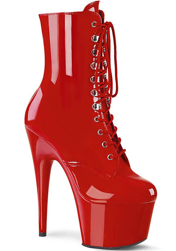 Adore-1020 [Red Patent] | PLATFORM HEELS [PREORDER] - Beserk - all, ankle boots, apr21, boot, boots, boots [preorder], burlesque, clickfrenzy15-2023, discountapp, fetish, fp, gloss, goth, gothic, halloween, heel, heels, heels [preorder], labelpreorder, labelvegan, patent, platform heels, pleaser, pole, pole dancing, ppo, preorder, red, shiny, shoes, vegan