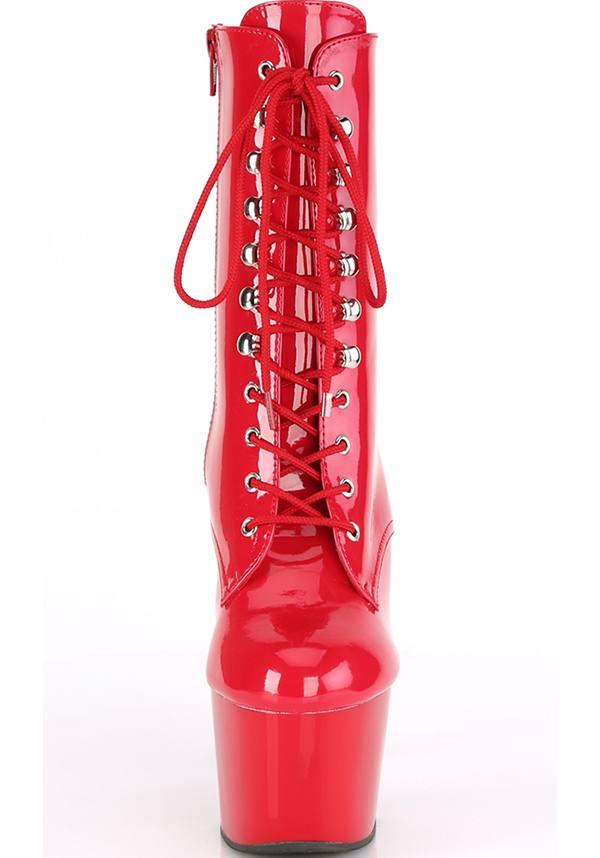 Adore-1020 [Red Patent] | PLATFORM HEELS [PREORDER] - Beserk - all, ankle boots, apr21, boot, boots, boots [preorder], burlesque, clickfrenzy15-2023, discountapp, fetish, fp, gloss, goth, gothic, halloween, heel, heels, heels [preorder], labelpreorder, labelvegan, patent, platform heels, pleaser, pole, pole dancing, ppo, preorder, red, shiny, shoes, vegan