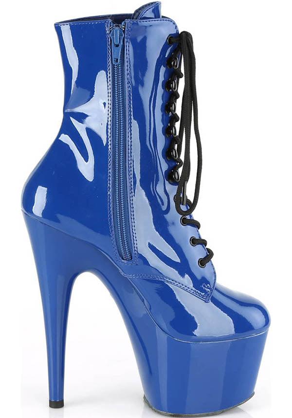 Adore-1020 [Royal Blue Patent] | PLATFORM HEELS [PREORDER] - Beserk - all, ankle boots, apr21, blue, boot, boots, boots [preorder], burlesque, clickfrenzy15-2023, discountapp, fetish, fp, gloss, heel, heels, heels [preorder], labelpreorder, labelvegan, patent, platform boots, platform heels, platforms, platforms [preorder], pleaser, pole, pole dancing, ppo, preorder, shiny, shoes, vegan