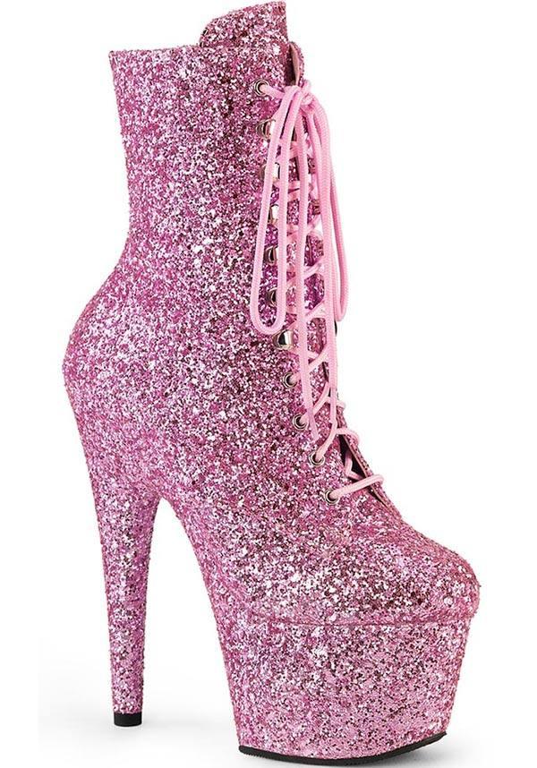 ADORE-1020GWR [Baby Pink Glitter] | PLATFORM BOOTS [PREORDER] - Beserk - all, ankle boots, boots, boots [preorder], clickfrenzy15-2023, discountapp, fp, glitter, googleshopping, heels, heels [preorder], pink, platform boots, platform heels, platforms, platforms [preorder], pole dancing, ppo, PRE280722, preorder, shoes, stripper, vegan