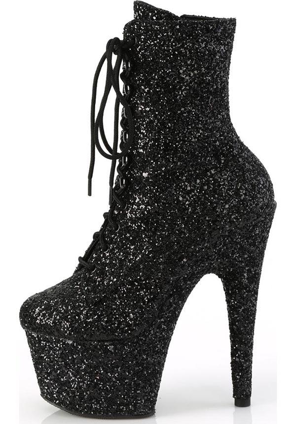 ADORE-1020GWR [Black Glitter] | PLATFORM BOOTS [PREORDER] - Beserk - all, ankle boots, black, boots, boots [preorder], clickfrenzy15-2023, discountapp, fp, glitter, googleshopping, heels, heels [preorder], platform boots, platform heels, platforms, platforms [preorder], pole dancing, ppo, PRE280722, preorder, shoes, stripper, vegan