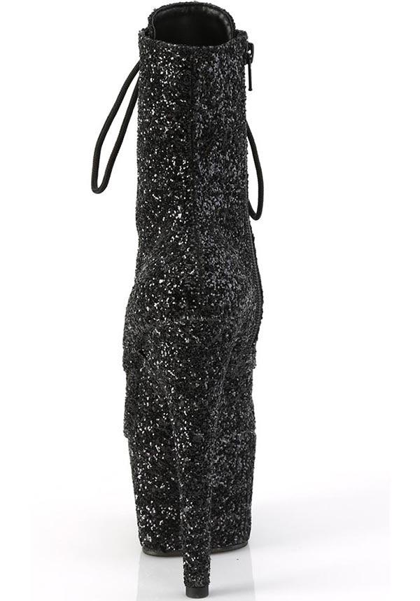 ADORE-1020GWR [Black Glitter] | PLATFORM BOOTS [PREORDER] - Beserk - all, ankle boots, black, boots, boots [preorder], clickfrenzy15-2023, discountapp, fp, glitter, googleshopping, heels, heels [preorder], platform boots, platform heels, platforms, platforms [preorder], pole dancing, ppo, PRE280722, preorder, shoes, stripper, vegan