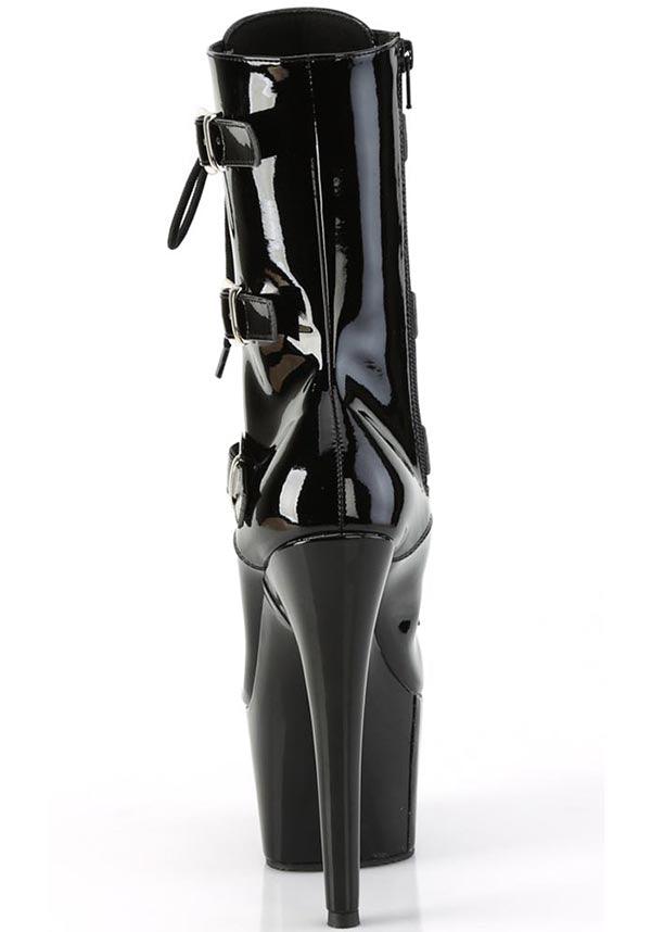 ADORE-1043 [Black Patent] | PLATFORM HEELS [PREORDER] - Beserk - all, ankle boots, black, boot, boots, boots [preorder], buckle, buckles, clickfrenzy15-2023, discountapp, fp, googleshopping, goth, gothic, heels [preorder], labelpreorder, labelvegan, patent, platform boots, platform heels, pleaser, pole, pole dancing, ppo, preorder, shiny, shoes, vegan