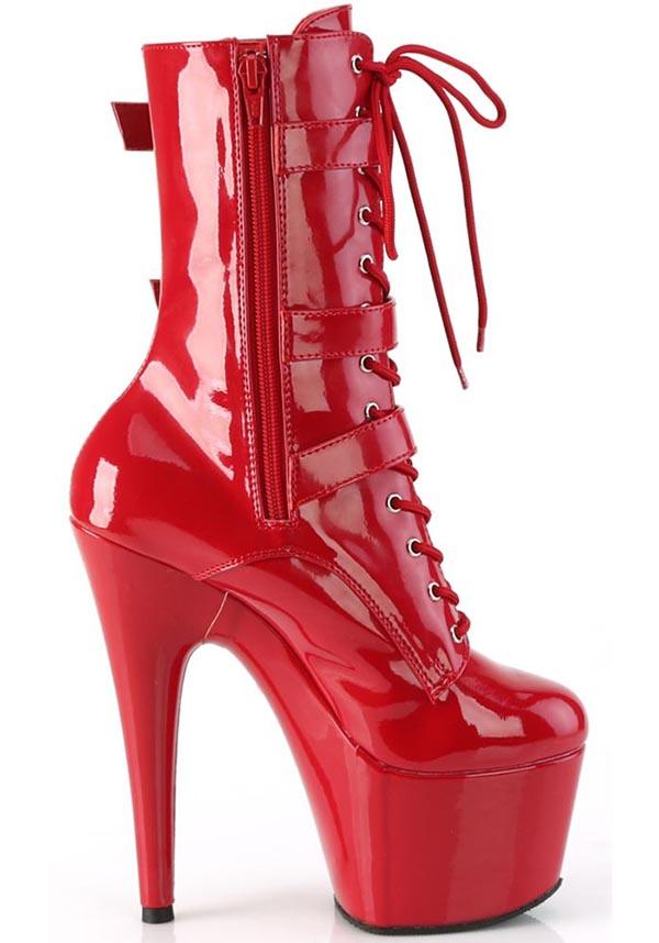 ADORE-1043 [Red Patent] | PLATFORM HEELS [PREORDER] - Beserk - all, ankle boots, bdsm, boot, boots, boots [preorder], buckle, buckles, clickfrenzy15-2023, discountapp, fetish, fp, googleshopping, heel, heels, heels [preorder], labelpreorder, labelvegan, platform boots, platform heels, pleaser, pole, pole dancing, ppo, red, shiny, shoes, vegan