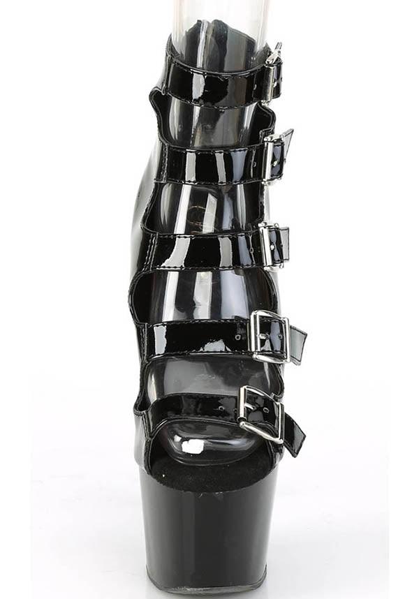 ADORE-700-33 [Black Patent] | HEELS [PREORDER] - Beserk - all, black, buckle, buckles, clickfrenzy15-2023, discountapp, fetish, fp, goth, gothic, heel, heels, heels [preorder], labelpreorder, labelvegan, mar21, platform boots, platform heels, platforms, platforms [preorder], pleaser, pole dancing, PPO, preorder, shoes, vegan