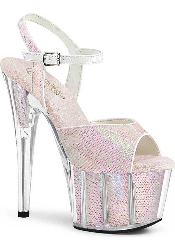 ADORE-710G [Opal Glitter] | PLATFORM HEELS [PREORDER] - Beserk - all, baby pink, clickfrenzy15-2023, dec20, discountapp, fp, glitter, glitter shoe, heel, heels, heels [preorder], holo, holographic, labelpreorder, labelvegan, opal, open toe, pink, platform heels, platforms, platforms [preorder], pleaser, pole dancing, ppo, preorder, shoe, shoes, vegan