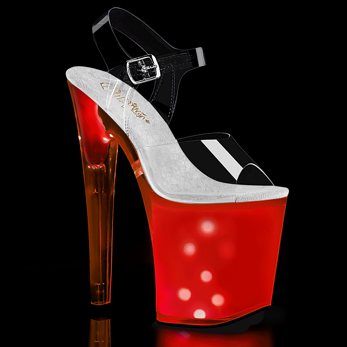 DISCOLITE-808 [Clear/White Glow] | PLATFORM HEELS [PREORDER] - Beserk - 420sale, all, blue, clear, clickfrenzy15-2023, colourful, discountapp, fp, green, heels, heels [preorder], labelpreorder, labelvegan, light, light up, lights, multicolour, platform heels, platforms, platforms [preorder], pleaser, pleaserslow, ppo, preorder, purple, red, shoes, vegan