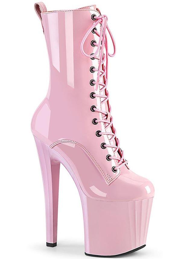 ENCHANT-1040 [Baby Pink] | PLATFORM HEELS [PREORDER] - Beserk - all, baby pink, clickfrenzy15-2023, colour:pink, dec22, discountapp, fp, googleshopping, heel, heeled boots, heels, heels [preorder], labelpreorder, labelvegan, lace, lace up, light pink, pastel pink, pink, platform, platform [preorder], platform boots, platform heels, platforms, platforms [preorder], pleaser, pole, pole dancing, ppo, preorder, shoes, stripper, vegan
