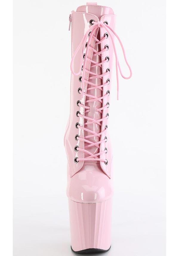 ENCHANT-1040 [Baby Pink] | PLATFORM HEELS [PREORDER] - Beserk - all, baby pink, clickfrenzy15-2023, colour:pink, dec22, discountapp, fp, googleshopping, heel, heeled boots, heels, heels [preorder], labelpreorder, labelvegan, lace, lace up, light pink, pastel pink, pink, platform, platform [preorder], platform boots, platform heels, platforms, platforms [preorder], pleaser, pole, pole dancing, ppo, preorder, shoes, stripper, vegan