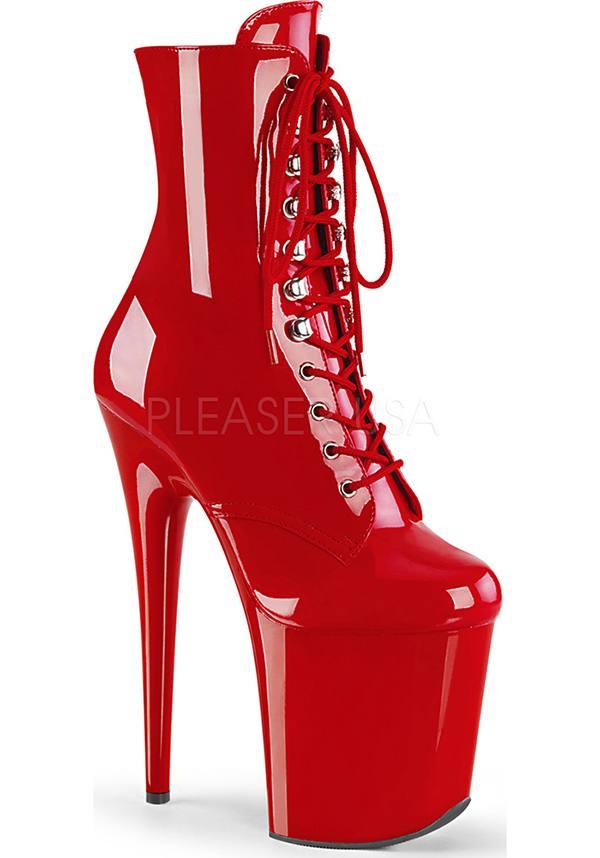 FLAMINGO-1020 [Patent Red] | PLATFORM BOOTS [PREORDER] - Beserk - all, boots, boots [preorder], clickfrenzy15-2023, dec18, discountapp, fp, heels, heels [preorder], labelpreorder, labelvegan, ladies, platform, platform boots, platform heels, platforms, platforms [preorder], pleaser, ppo, preorder, red, shiny, shoes, vegan