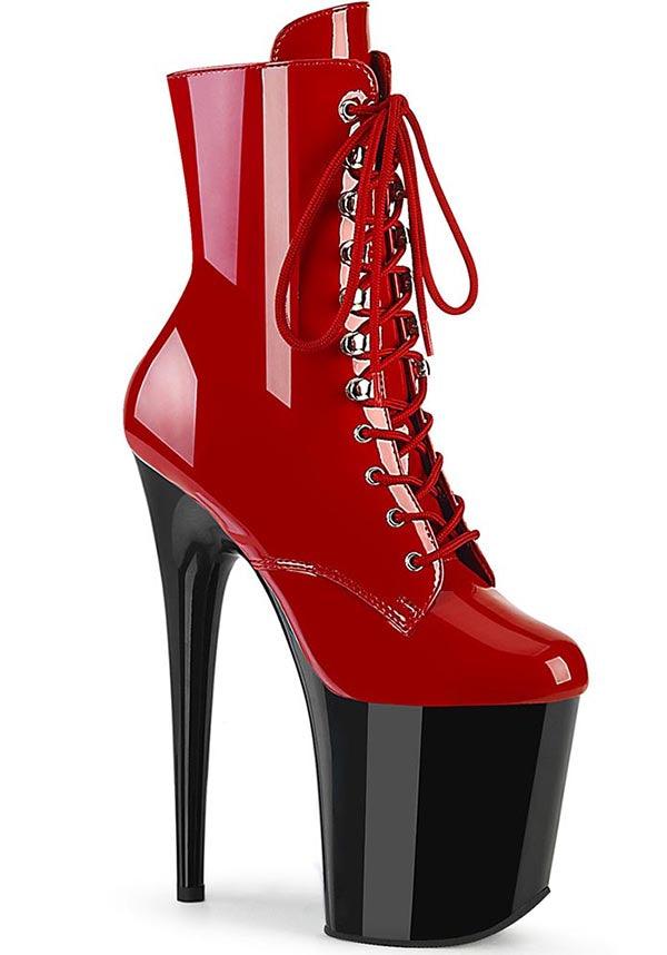 FLAMINGO-1020 [Red] | PLATFORM HEELS [PREORDER] - Beserk - all, ankle boots, boot, boots, boots [preorder], clickfrenzy15-2023, dec22, discountapp, fp, googleshopping, heel, heeled, heeled boots, heels, heels [preorder], labelpreorder, labelvegan, platform, platform [preorder], platform boots, platform heels, platforms, platforms [preorder], pleaser, pole, pole dancing, ppo, red, red and black, shoes, stripper, vegan