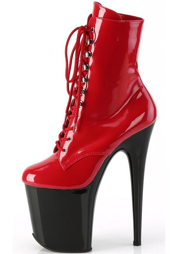 FLAMINGO-1020 [Red] | PLATFORM HEELS [PREORDER] - Beserk - all, ankle boots, boot, boots, boots [preorder], clickfrenzy15-2023, dec22, discountapp, fp, googleshopping, heel, heeled, heeled boots, heels, heels [preorder], labelpreorder, labelvegan, platform, platform [preorder], platform boots, platform heels, platforms, platforms [preorder], pleaser, pole, pole dancing, ppo, red, red and black, shoes, stripper, vegan