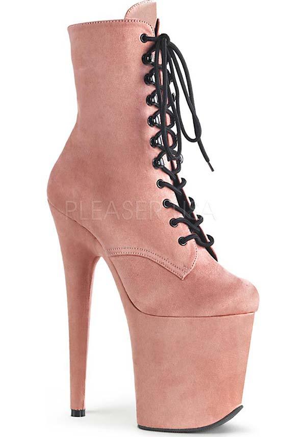 FLAMINGO-1020FS [Pink Suede] | PLATFORM BOOTS [PREORDER] - Beserk - all, boots, boots [preorder], dec18, discountapp, fp, heels, heels [preorder], labelpreorder, labelvegan, ladies, pink, platform boots, platform heels, platforms, platforms [preorder], pleaser, pleaserslow, ppo, preorder, shoes, vegan