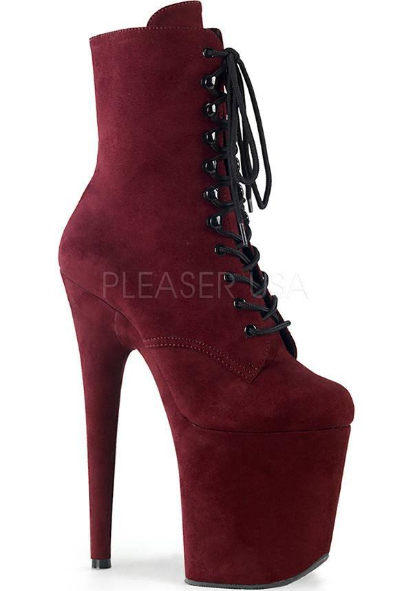 FLAMINGO-1020FS [Burgundy Suede] | PLATFORM BOOTS [PREORDER] - Beserk - all, boots, boots [preorder], burgundy, clickfrenzy15-2023, dec18, discountapp, fp, heels, heels [preorder], labelpreorder, labelvegan, ladies, platform, platform boots, platform heels, platforms, platforms [preorder], pleaser, ppo, preorder, red, shoes, vegan
