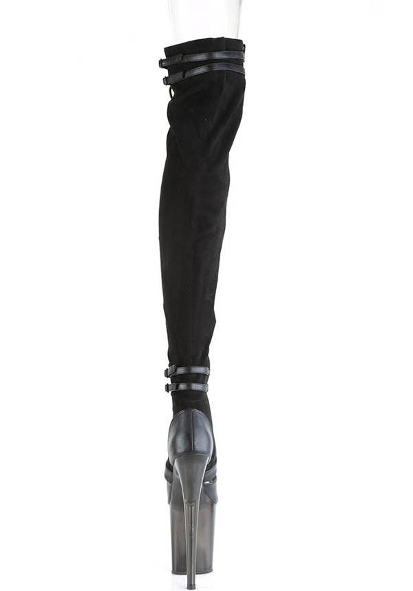 FLAMINGO-3027 [Black] | PLATFORM HEELS [PREORDER] - Beserk - all, black, boot, boots, boots [preorder], clickfrenzy15-2023, discountapp, fetish, fp, heels, heels [preorder], knee high boots, labelpreorder, labelvegan, lace up, ladies, long boots, platform, platform heels, platforms, platforms [preorder], pleaser, pole, pole dancing, ppo, preorder, shoes, stripper, thigh high boots, vegan