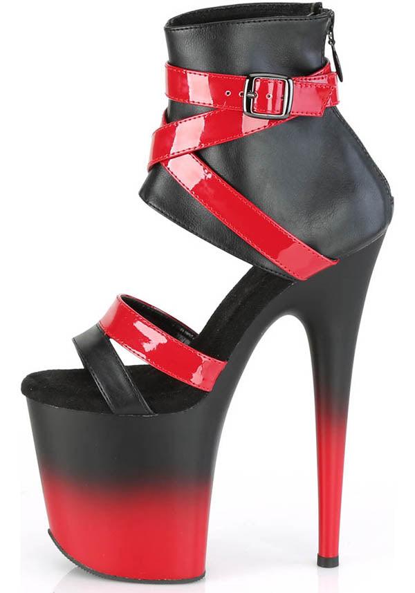 Flamingo-800-15 [Black/Red] | PLATFORM HEELS [PREORDER] - Beserk - all, black, clickfrenzy15-2023, discountapp, fp, goth, gothic, heel, heels, heels [preorder], labelpreorder, labelvegan, platform heels, pleaser, pole, pole dancing, ppo, preorder, red, shoes, vegan