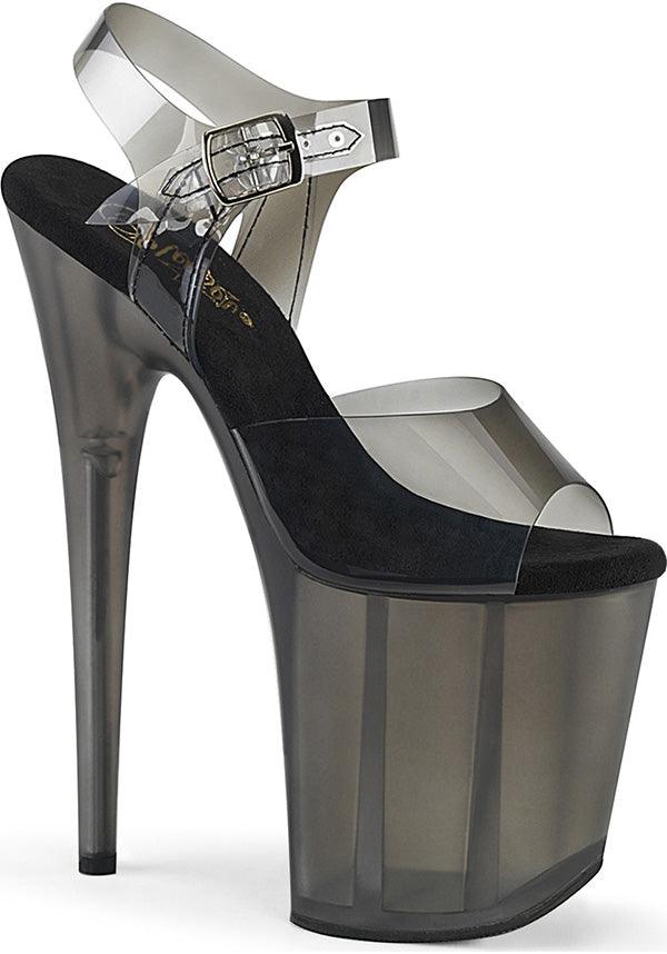 FLAMINGO-808N-T [Black/Smoke Tint] | PLATFORM HEELS [PREORDER] - Beserk - all, black, clickfrenzy15-2023, discountapp, fp, glitter, grey, heels, heels [preorder], labelpreorder, labelvegan, ladies, oct19, platform, platform heels, platforms, platforms [preorder], pleaser, pleaserslow, ppo, preorder, shoes, vegan
