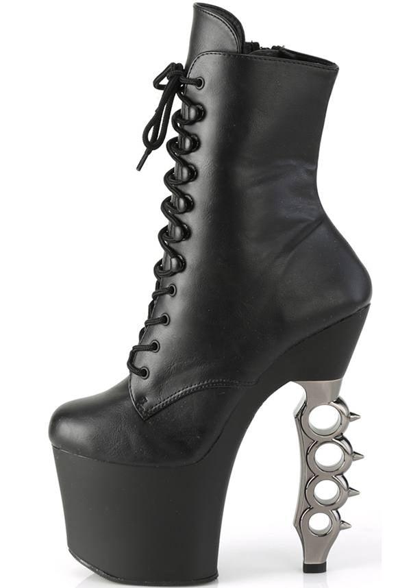 IRONGRIP-1020 [Black] | PLATFORM BOOTS [PREORDER] - Beserk - all, ankle boots, black, boots, boots [preorder], clickfrenzy15-2023, discountapp, fp, gothic, heels, heels [preorder], knuckle duster, labelpreorder, labelvegan, lace up, platform, platform boots, platform heels, platforms, platforms [preorder], pleaser, ppo, preorder, shoes, vegan