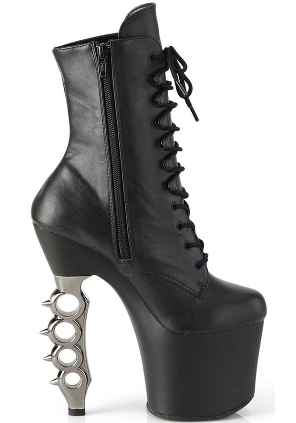 IRONGRIP-1020 [Black] | PLATFORM BOOTS [PREORDER] - Beserk - all, ankle boots, black, boots, boots [preorder], clickfrenzy15-2023, discountapp, fp, gothic, heels, heels [preorder], knuckle duster, labelpreorder, labelvegan, lace up, platform, platform boots, platform heels, platforms, platforms [preorder], pleaser, ppo, preorder, shoes, vegan
