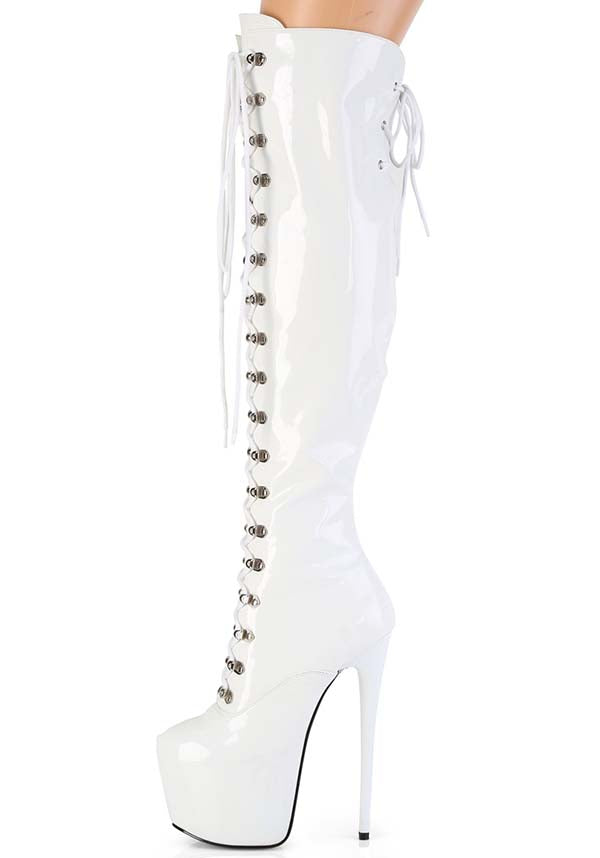 JUBILANT-3012 [White Patent] | PLATFORM BOOTS [PREORDER]
