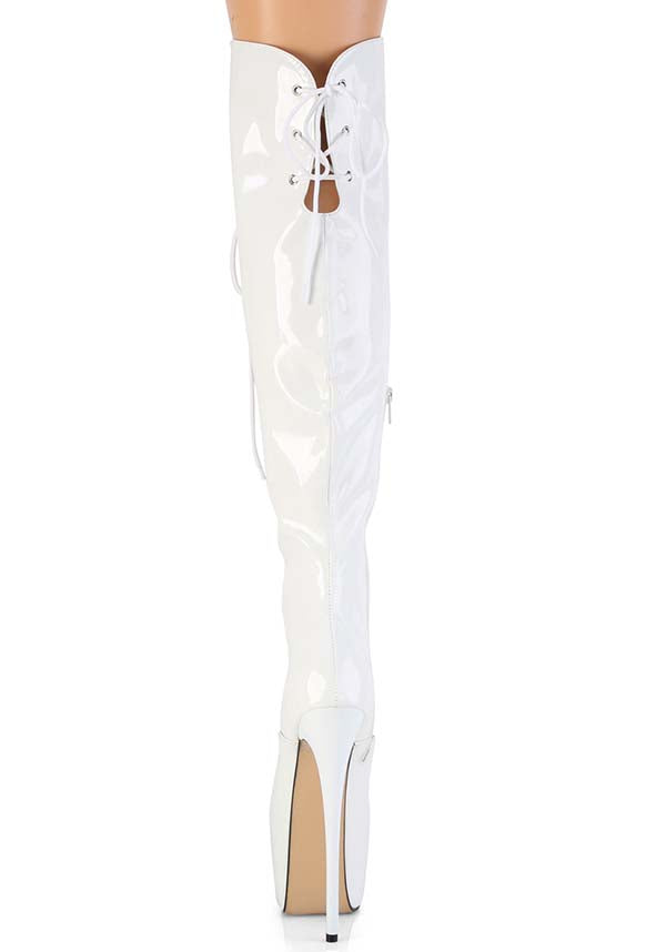 JUBILANT-3012 [White Patent] | PLATFORM BOOTS [PREORDER]
