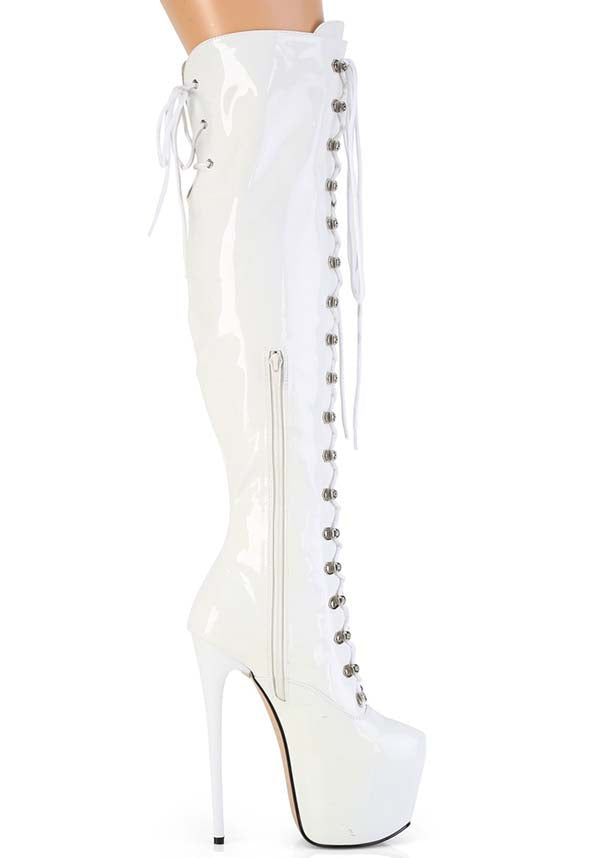 JUBILANT-3012 [White Patent] | PLATFORM BOOTS [PREORDER]