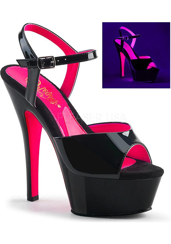 KISS-209TT [Black/Neon Hot Pink] | PLATFORM HEELS [PREORDER] - Beserk - all, black, clickfrenzy15-2023, discountapp, fp, heels, heels [preorder], labelpreorder, labeluvreactive, labelvegan, pink, platform, platform heels, platforms, platforms [preorder], pleaser, ppo, preorder, shiny, shoes, uv, uv reactive, uvreactive, uvreactive1, vegan