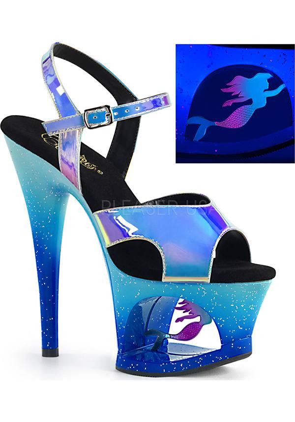 MOON-711MER [Blue Shifting TPU/Blue Ombre] | PLATFORM HEELS [PREORDER] - Beserk - all, blue, clickfrenzy15-2023, dec18, discountapp, fp, glitter, heels, heels [preorder], labelpreorder, labelvegan, ladies, mermaid, mermaids, moon, platform, platform heels, platforms, platforms [preorder], pleaser, ppo, preorder, shoes, turquoise, vegan