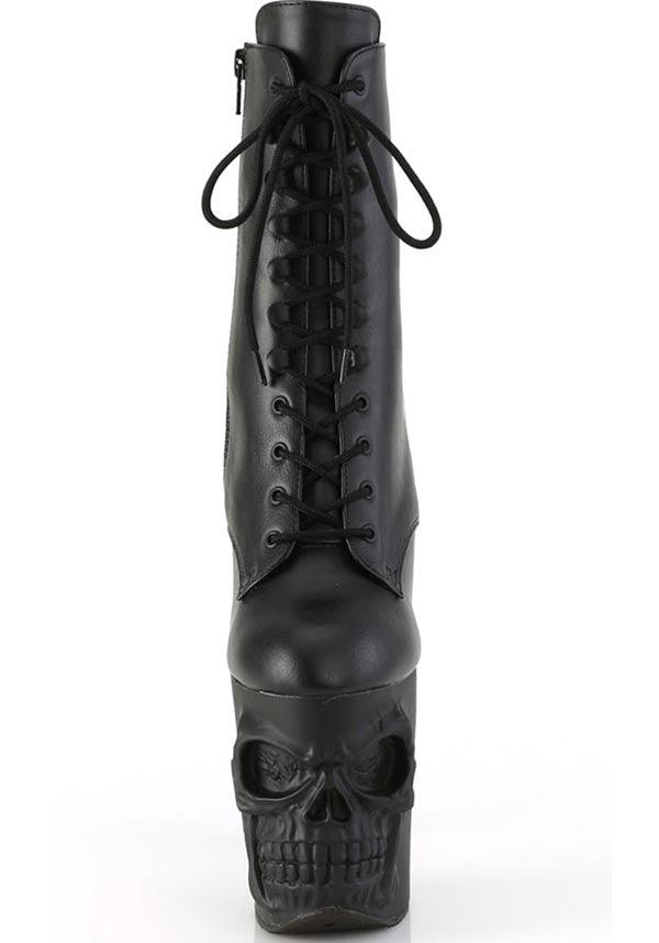 RAPTURE-1020 [Black Faux] | PLATFORM HEELS [PREORDER] - Beserk - all, black, boots, boots [preorder], clickfrenzy15-2023, discountapp, fp, goth, gothic, heels, heels [preorder], labelpreorder, labelvegan, platform boots, platform heels, platforms, platforms [preorder], pleaser, ppo, preorder, shoes, skull, vegan