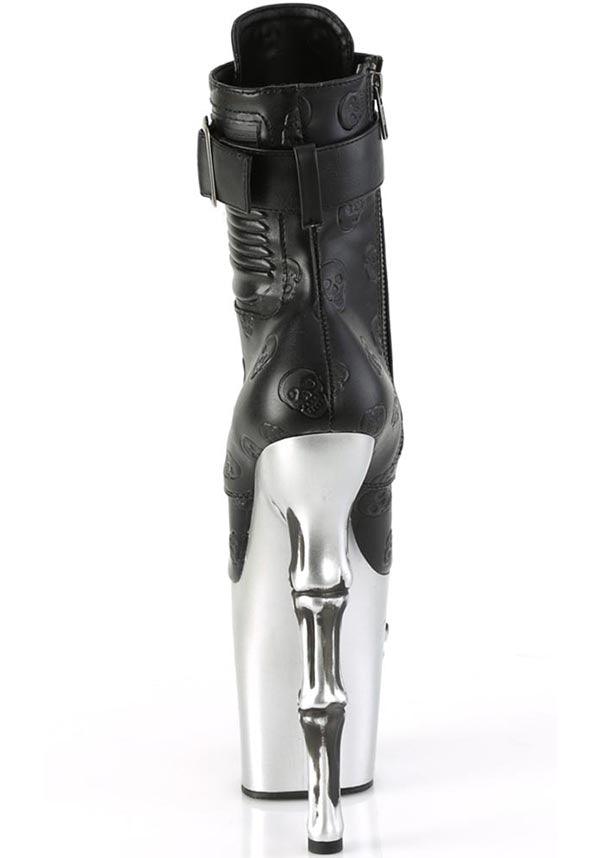 RAPTURE-1020STR-02 [Black Faux Leather] | PLATFORM BOOTS [PREORDER] - Beserk - all, ankle boots, black, boots, boots [preorder], clickfrenzy15-2023, discountapp, fp, googleshopping, goth, gothic, heels, heels [preorder], labelpreorder, labelvegan, platform, platform boots, platform heels, platforms, platforms [preorder], pleaser, pole, pole dancing, ppo, preorder, shoes, skull, skulls, stripper, vegan